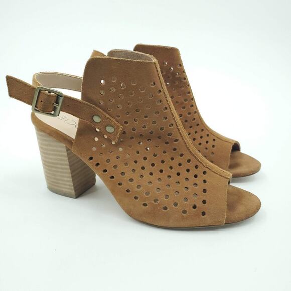 Sole Society Rena Suede Slingback Peep Toe Sandals 8 - Picture 1 of 12